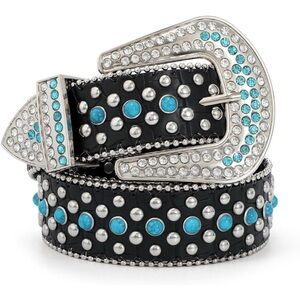 Black and Turquoise Studded Belt